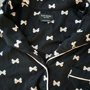 Kate Spade Pajama Top and Bottoms Black and Pink Bow Pattern